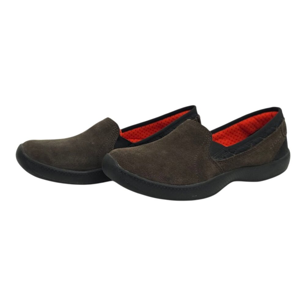 Crocs Anyweather Suede Loafers Womens Size 8.5 Slip On Shoes Brown 12410